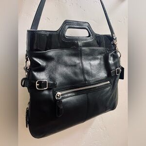 Coach Bonnie Vintage Foldover Convertible Tote/Shoulder Bag in Black